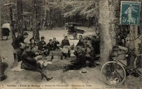 Ak Foret de Bercey Sarthe, Source de l'Hermitiere, Dejeuner en Foret