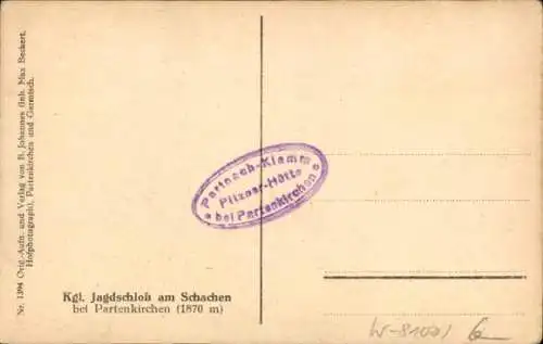 Ak Garmisch Partenkirchen in Oberbayern, Schachen, königliches Jagdschloss