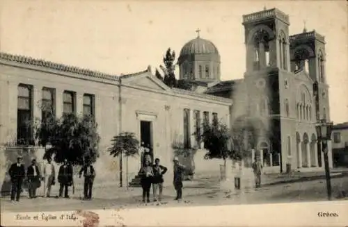 Ak Itea Griechenland, Schule und Kirche