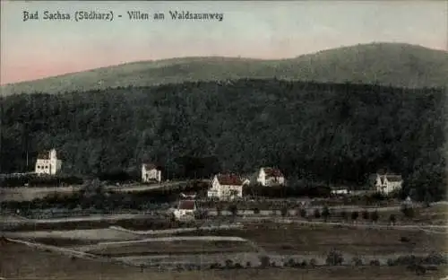 Ak Bad Sachsa im Harz, Villen am Waldsaumweg, Dämmerung