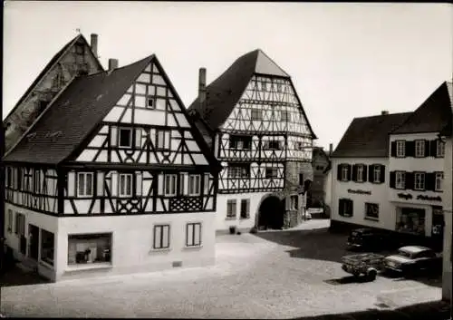 Ak Ladenburg am Neckar Baden, Marktplatz, Cafe, Fachwerkhäuser