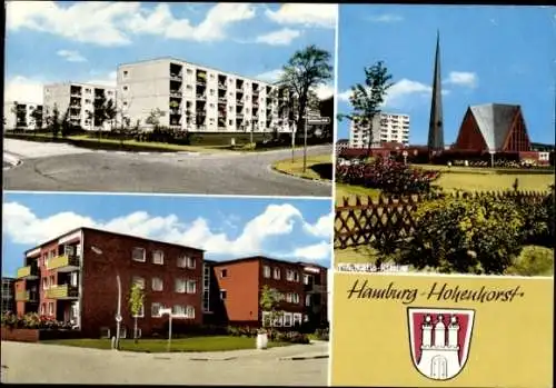 Ak Hamburg Wandsbek Hohenhorst, Wappen, Kirche, Häuser