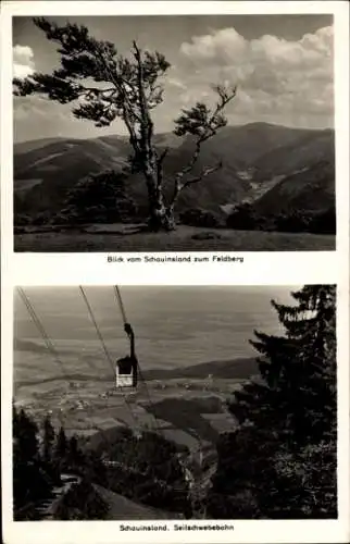 Ak Freiburg im Breisgau, Schauinsland, Seilschwebebahn, Feldberg, Panorama