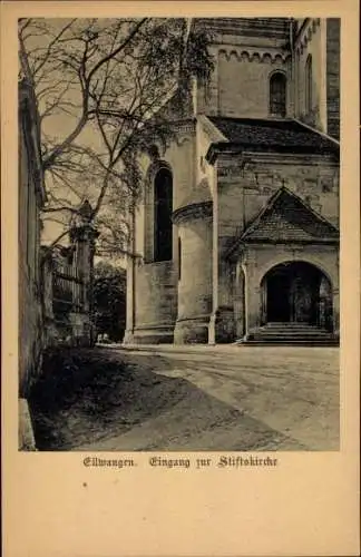 Ak Ellwangen an der Jagst Württemberg, Stiftskirche, Eingang