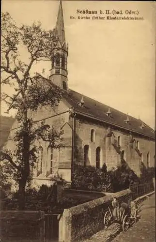 Ak Schönau bei Heidelberg Odenwald, evangelische Kirche, früher Klosterrefektorium