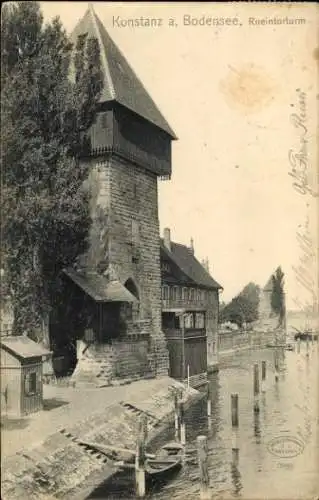 Ak Konstanz am Bodensee, Rheintorturm