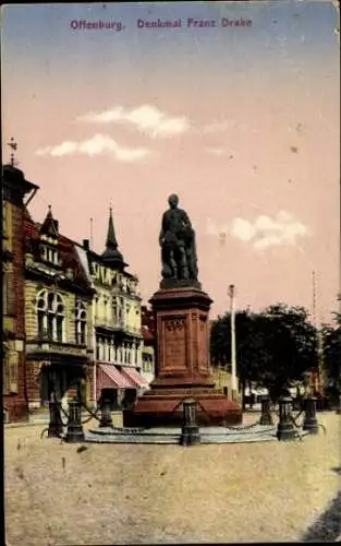 Ak Offenburg in Baden Schwarzwald, Denkmal Franz Drake