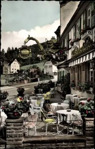 Ak Bad Herrenalb im Schwarzwald, Klosterschänke, Hotel Post-Ochsen, Terrasse