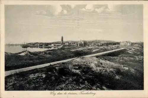 Ak Terschelling-Friesland Niederlande, Straße durch die Dünen