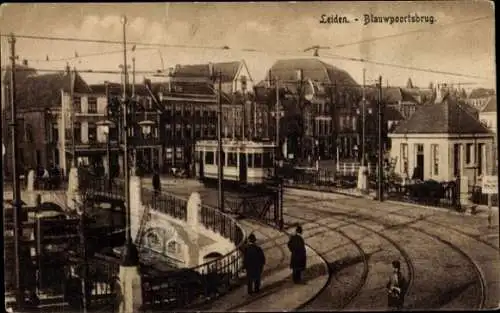 Ak Leiden Südholland Niederlande, Blauwpoortsbrug