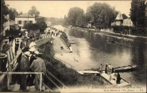 Ak Joinville le Pont Val de Marne, Le Petit Bras de la Marne und Ile Jamac