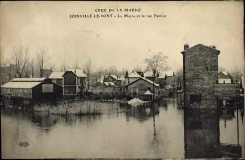 Ak Joinville le Pont Val de Marne, Hochwasser, überschwemmte Pauline Straße