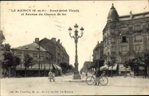 CPA Le Raincy Seine Saint Denis, Rond Point Thiers und Avenue du Chemin de fer