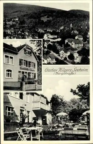 Ak Seeheim Jugenheim an der Bergstraße, Totalansicht der Ortschaft, Gaststätte