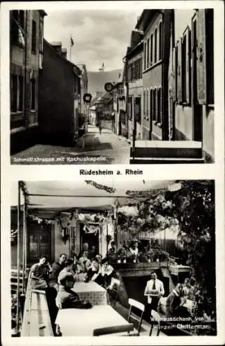 Ak Rüdesheim Rhein in Hessen, Schmidtstraße, Rochuskapelle, Weinschenke Hermani