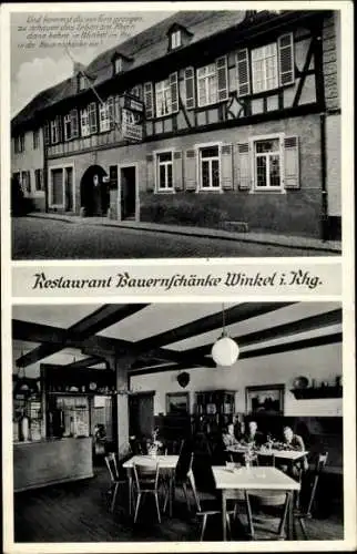 Ak Winkel am Rhein Rheingau, Restaurant Bauernschänke