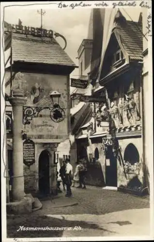 Ak Assmannshausen Rüdesheim am Rhein, Straßenpartie, Gasthof