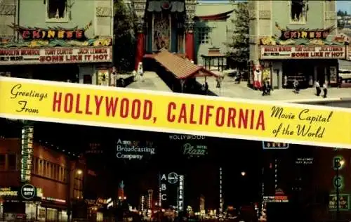 Ak Hollywood Los Angeles Kalifornien USA, Sunset Boulevard, Vine Street