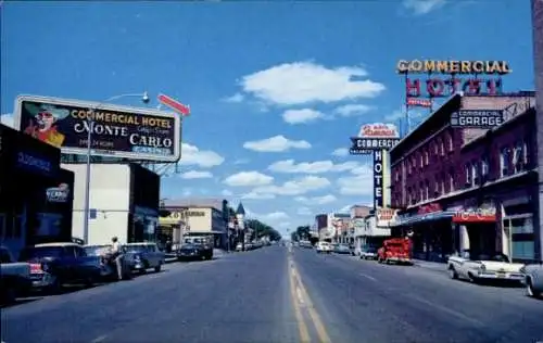 Ak Elko Nevada USA, Straße, kommerzielles Hotel