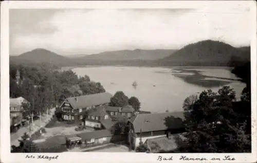 Foto Ak Hamr na Jezeře Hammer am See Region Reichenberg, See und Ort aus der Vogelschau