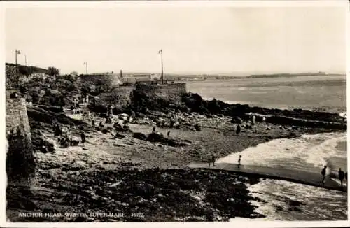 Ak Weston super Mare North Somerset England, Strandpartie, Festung