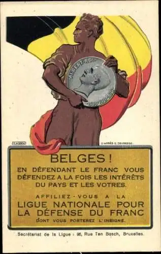 Künstler Ak Nationale Liga zur Verteidigung des Franken, Belgier