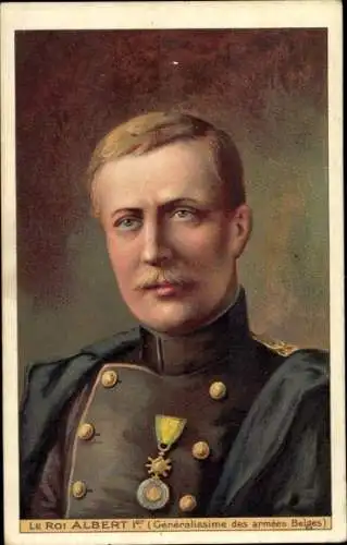 Ak König Albert I. von Belgien, Portrait, Uniform, Reklame Solution Pautauberge