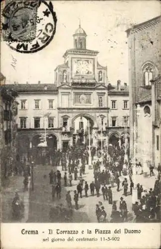 Ak Crema Lombardei, Torrazzo, Piazza del Duomo