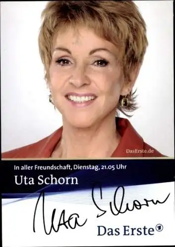 Ak Schauspielerin Uta Schorn, Portrait, Autogramm, In aller Freundschaft