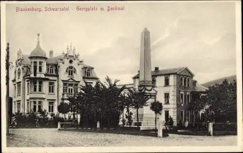 Ak Bad Blankenburg im Schwarzatal Thüringen, Georgplatz, Denkmal