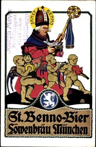 Künstler Ak St. Benno Bier, Löwenbräu München