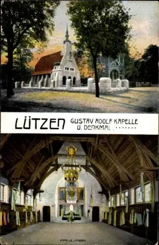 Ak Lützen im Burgenlandkreis, Gustav-Adolf-Kapelle, Denkmal