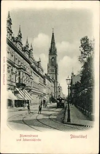 Ak Düsseldorf am Rhein, Blumenstraße, Johanniskirche