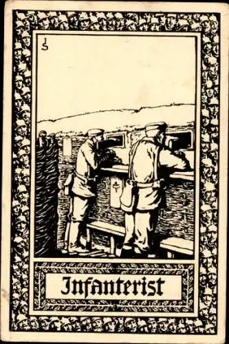 Passepartout Ak Deutsche Soldaten im Schützengraben, Infanterist, I. WK