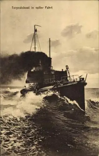 Ak Deutsches Kriegsschiff, Torpedoboot in voller Fahrt