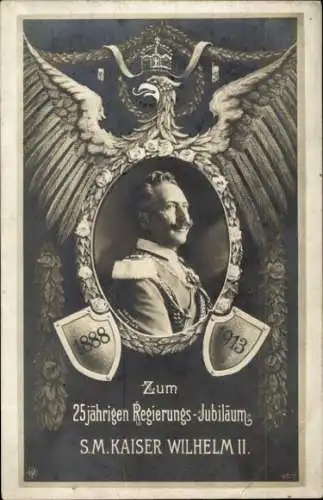 Passepartout Ak Kaiser Wilhelm II., Portrait, 25 jähriges Regierungsjubiläum