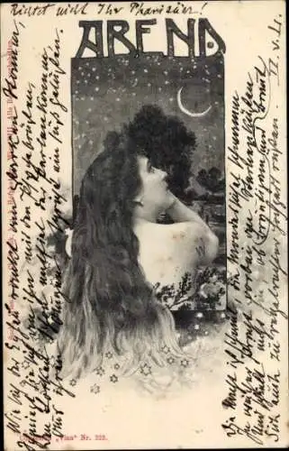 Jugendstil Ak Allegorie, Abend