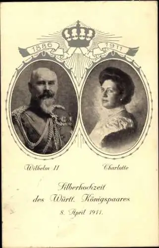 Ak Wilhelm II und Charlotte, Silberhochzeit des Württembergischen Königspaares 1911