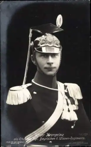 Ak Kronprinz Wilhelm von Preußen, Chef des Kgl. bayr. 1. Ulanen Regiments, Portrait, Liersch 1869