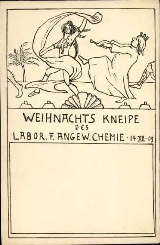 Studentika Ak Weihnachts Kneipe des Labor für angewandte Chemie 1909