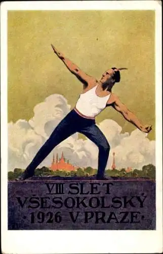 Ak Praha Prag, VIII Slet Vsesokolsky 1926, Turnfest