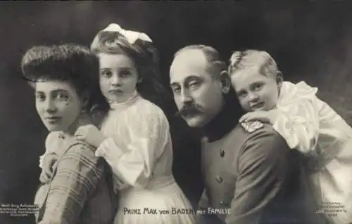 Ak Prinz Max von Baden mit Familie, Maria-Luise von Hannover Cumberland