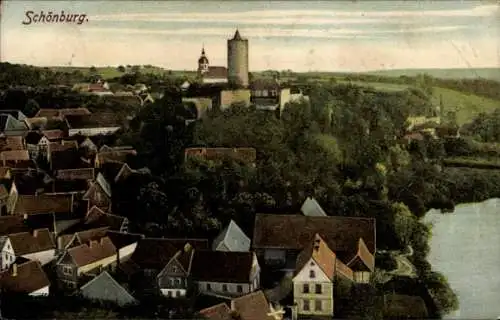 Ak Schönburg an der Saale Burgenlandkreis, Panorama, Burg