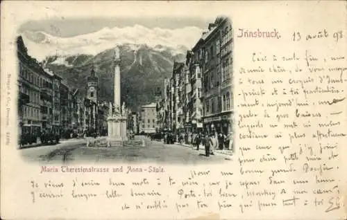 Ak Innsbruck in Tirol, Maria Theresienstraße, Anna-Säule