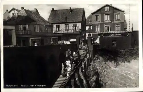 Ak Nordseeinsel Helgoland, Treppe zum Oberland, Apotheke