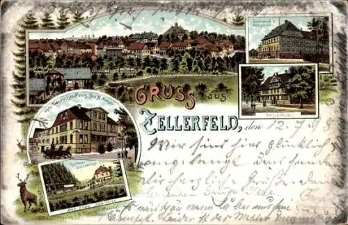 Litho Clausthal Zellerfeld im Oberharz, Hotel Deutsches Haus, Kurhaus Untermühle, Bergapotheke