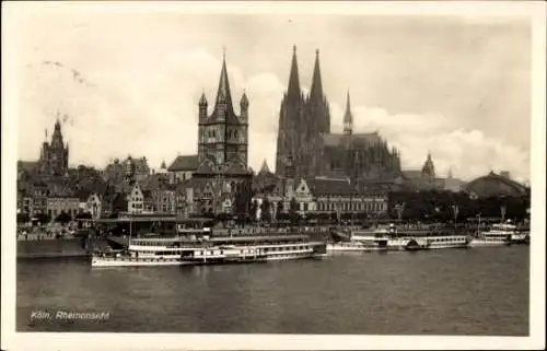 Ak Köln am Rhein, Rheinansicht, Dom, Schiffe