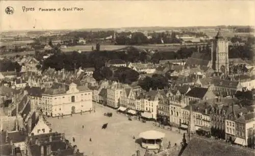 Ak Ypern Ypern Westflandern, Grand'Place, Panorama