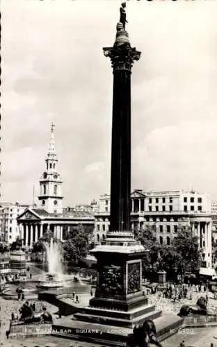 Ak London City England, Trafalgar Square, Nelson Monument