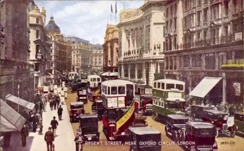 Ak City of London England, Regent Street, in der Nähe von Oxford Circus